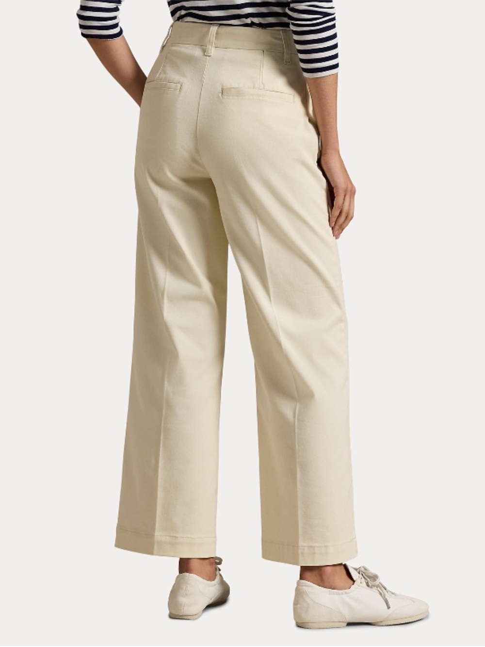 Ralph Lauren Cream Wide-Leg Cotton Trousers - Picture 2 of 7